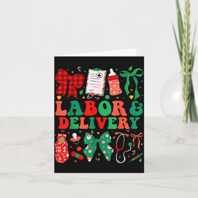 Tarjeta Labor And Delivery Nurse Christmas L&amp;d Nursing (Anverso)