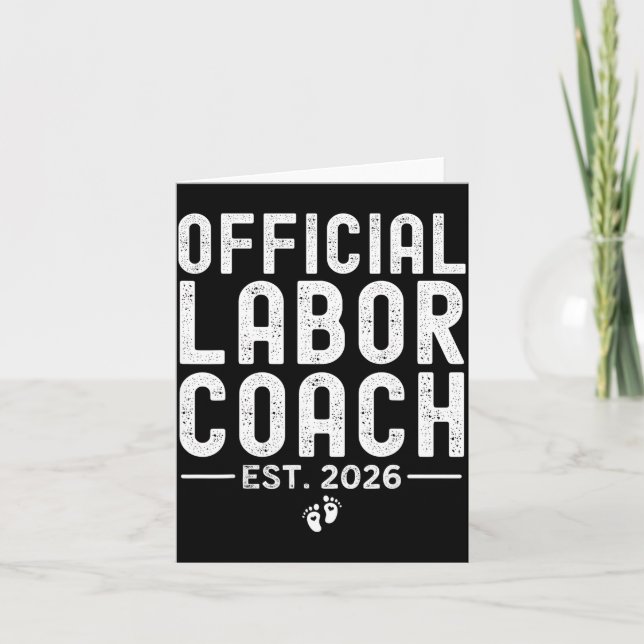 Tarjeta Labor Coach Est 2026 Expecting New Mom Dad Baby Sh (Anverso)