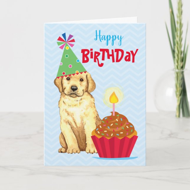 Tarjeta Laboratorio Amarillo de Cupakes de Cumpleaños (Anverso)