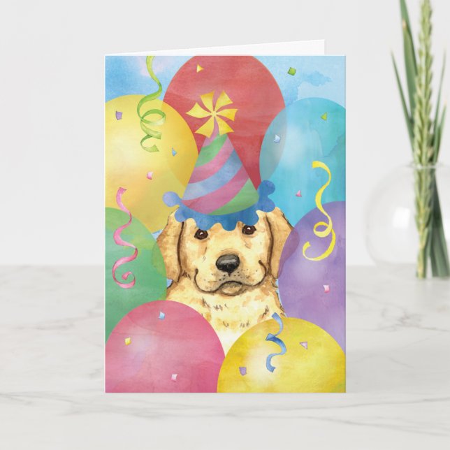 Tarjeta Laboratorio Amarillo de los Globos de Cumpleaños (Anverso)