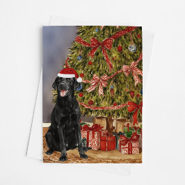 Tarjeta Laboratorio - Black Lab Watercolor Bajo Árbol De N
