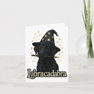 Tarjeta Labracadabra Funny Black Lab Wizard Halloween