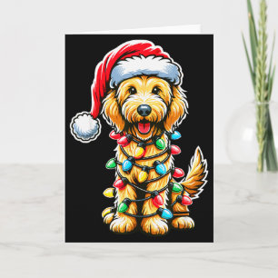 Tarjeta Labradoodle australiano árbol de Navidad Xmas Sant