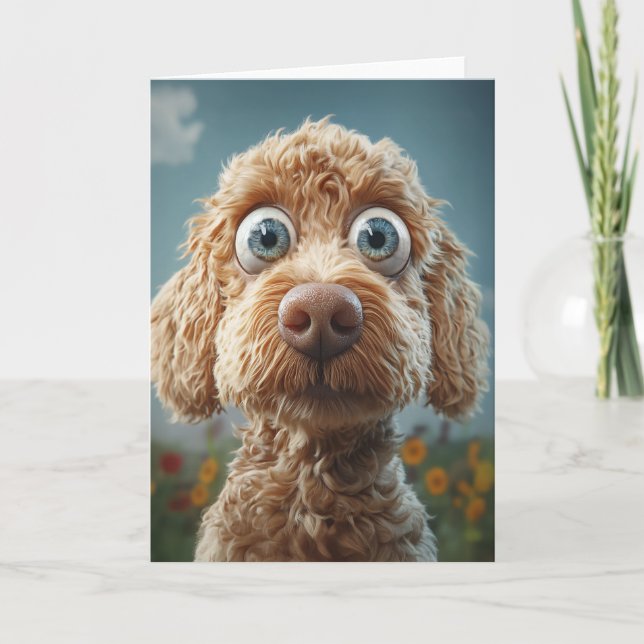 Tarjeta Labradoodle australiano de ojos grandes (Anverso)