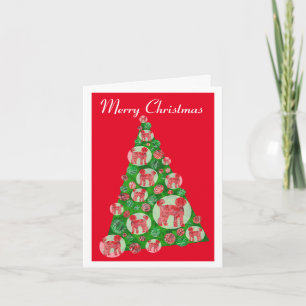 Tarjeta Labradoodle Cute Perro Silhouette Árbol de Navidad