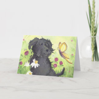 Tarjeta Labradoodle Doodle Doodle Dog / Get Well Grey Card