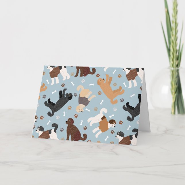 Tarjeta Labradoodle / Goldendoodle Bones y Pastas (Anverso)