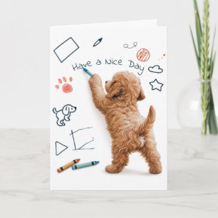 Tarjeta Labradoodle haciendo garabatos para Pensar en Ti