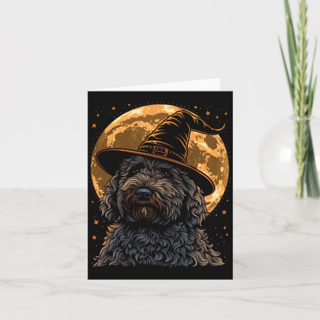 Tarjeta Labradoodle Halloween Perro Divertido Cachorro Gra (Anverso)