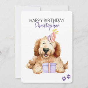 Tarjeta Labradoodle Perro Personalizado Feliz Cumpleaños P