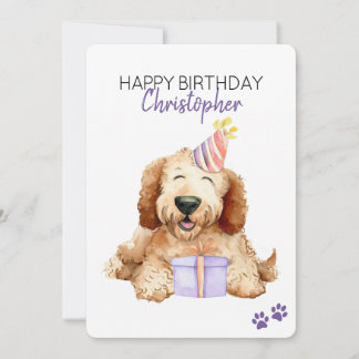 Tarjeta Labradoodle Perro Personalizado Feliz Cumpleaños P