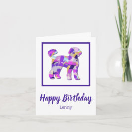 Tarjeta Labradoodle Perro Silhouette Purple PY&B Cumpleaño