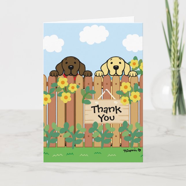 Tarjeta Labrador amarillo Chocolate Labrador Gracias (Anverso)