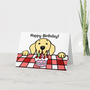 Tarjeta Labrador amarillo que le mira cumpleaños