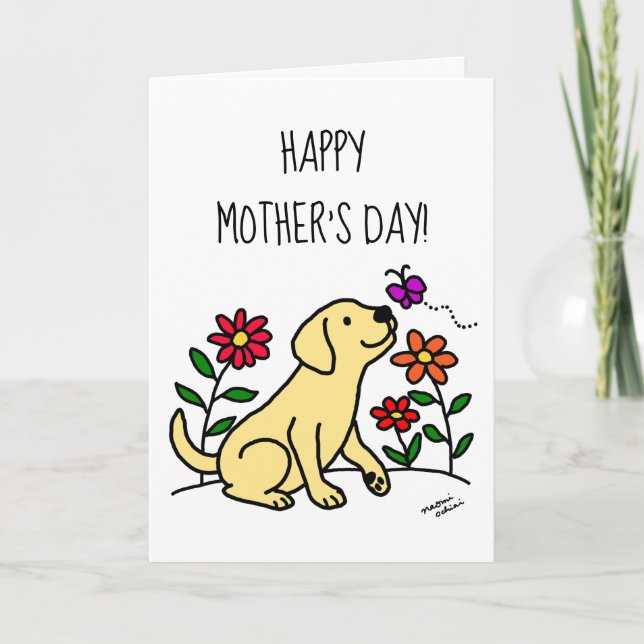 Tarjeta Labrador amarillo y Día de la Madre Verde (Anverso)