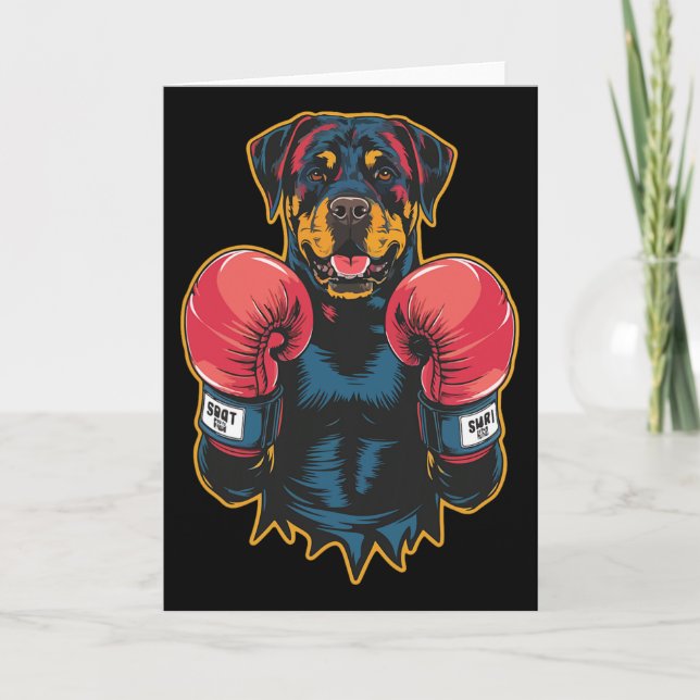Tarjeta Labrador Boxeador de Kickboxing o Boxeo Divertido  (Anverso)