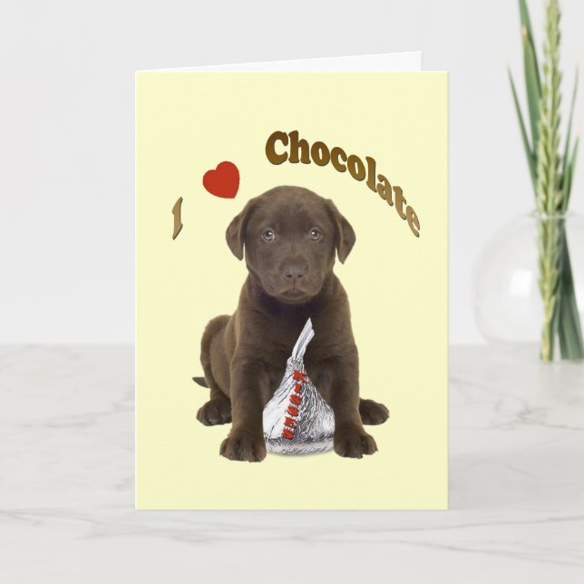 Tarjeta Labrador Chocolate - Me encantan los besos de choc (Anverso)