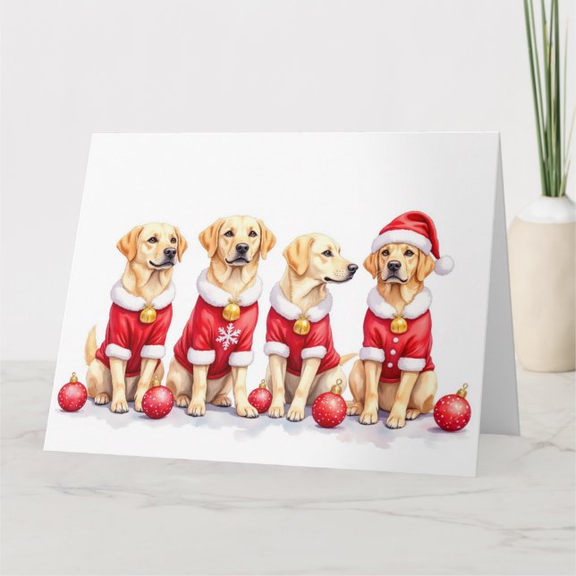 Tarjeta Labrador Christmas Dress Santa Hat (Anverso)