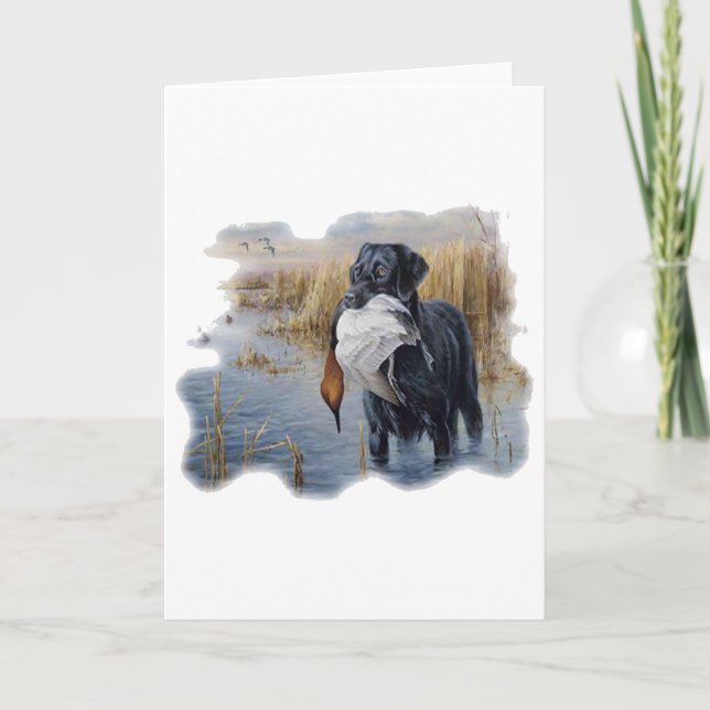 Tarjeta Labrador con cacería de pato (Anverso)