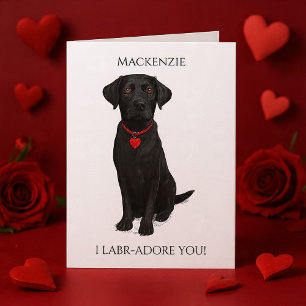 Tarjeta Labrador con corazón de amor Te Adoro Personalizad