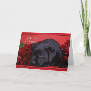 Tarjeta Labrador con rosas
