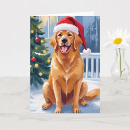 Tarjeta Labrador con sombrero de Santa | Pintura de perro