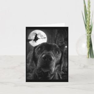 Tarjeta Labrador divertido selfie luna llena volando mujer