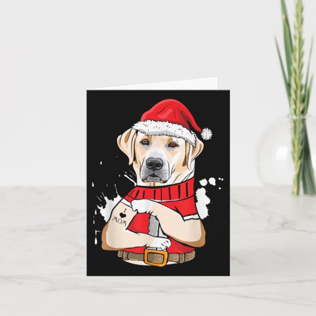Tarjeta Labrador Dog Santa amo a mamá tatuaje feo Christma (Anverso)