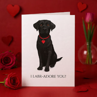 Tarjeta  Labrador Dog With Love Heart Adore You