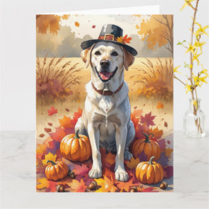 Tarjeta Labrador en otoño deja arte de Acción de Gracias