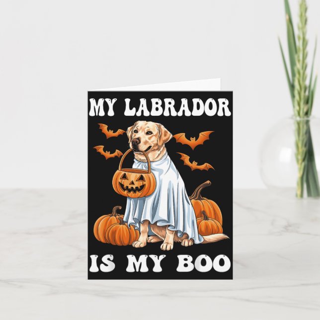 Tarjeta Labrador Es Boo Perro Labrador Fantasma Halloween  (Anverso)