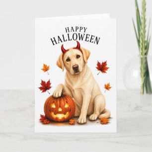 Tarjeta Labrador Halloween Diablo Perro