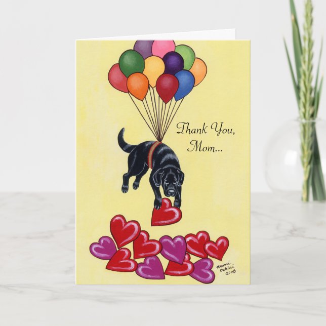 Tarjeta Labrador negro coleccionando AMOR (Anverso)