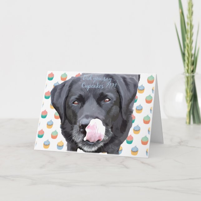 Tarjeta Labrador Negro - ¿Dijiste Cumpleaños de los Pastel (Anverso)