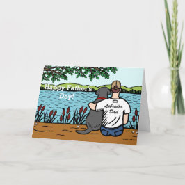 Tarjeta Labrador negro y papá