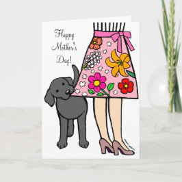 Tarjeta Labrador negro y Personalizado de falda de mamá