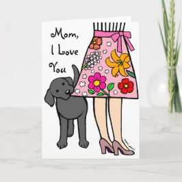 Tarjeta Labrador negro y Personalizado de falda de mamá