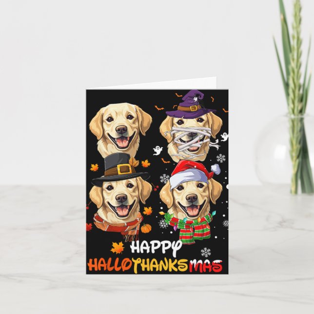 Tarjeta Labrador Perro Hallothanksmas Halloween Día de Acc (Anverso)
