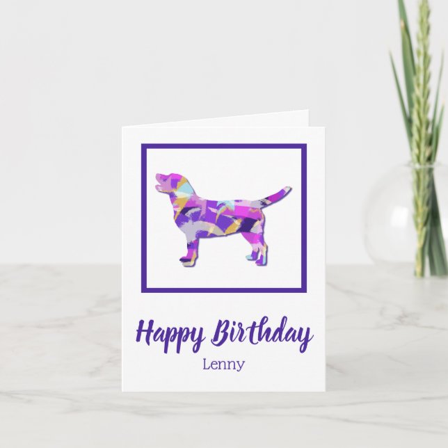 Tarjeta Labrador Recuperador Perro Silhouette PPY&B Cumple (Anverso)