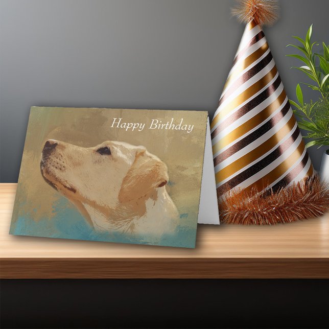 Tarjeta Labrador Recuperadores: feliz cumpleaños, Mascota  (Labrador Retriever Happy Birthday Yellow Lab Dog Card)