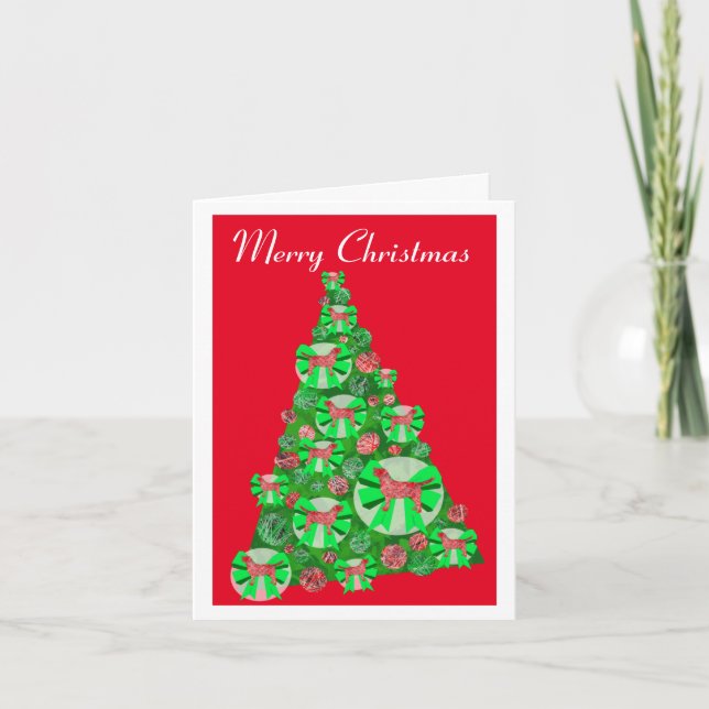 Tarjeta Labrador recuperar el árbol de navidad de la silue (Anverso)