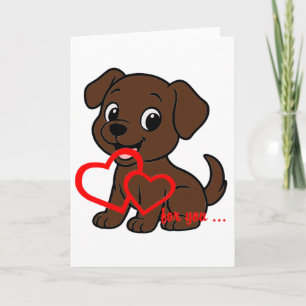 Tarjeta Labrador Retriever Chocolate San Valentín Dibujo A