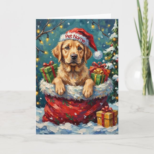 Tarjeta Labrador Retriever Christmas Santa Bag Adventure (Anverso)