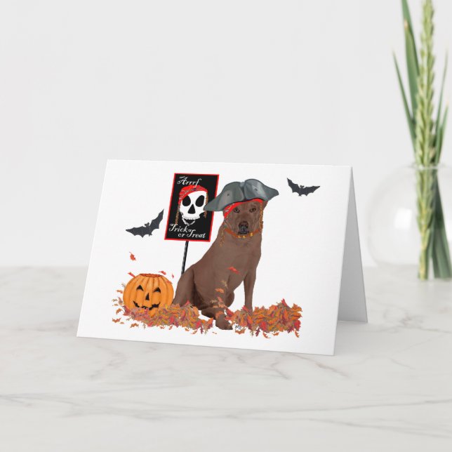 Tarjeta Labrador Retriever de chocolate Halloween (Anverso)