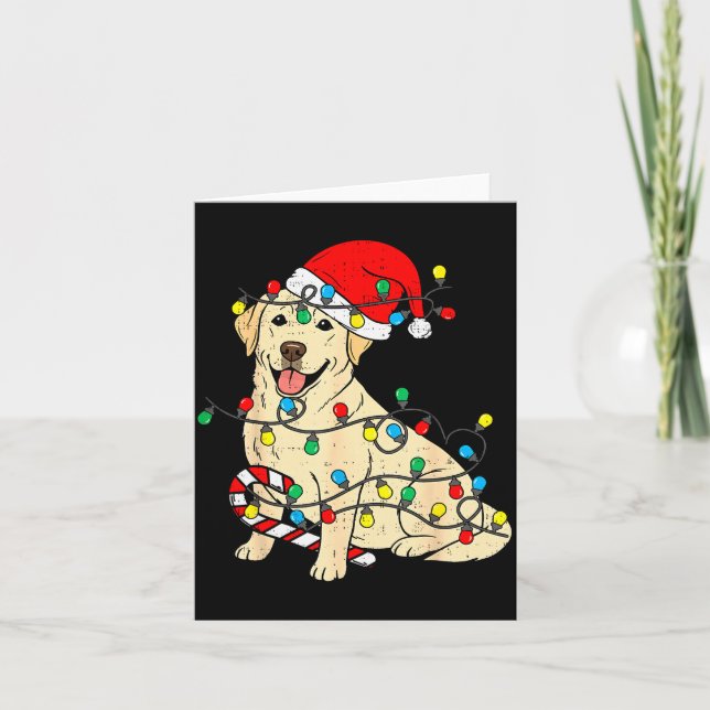 Tarjeta Labrador Retriever Dog Christmas Lights Xmas Pet D (Anverso)