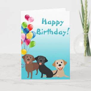 Tarjeta Labrador Retriever lab Animal con Globos