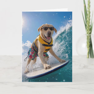 Tarjeta Labrador Retriever Surfista Humor de Cumpleaños