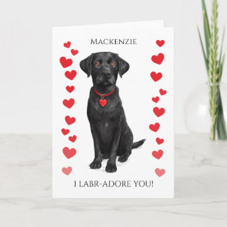 Tarjeta  Labrador With Love Heart Adore You Personalized