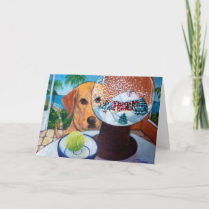 Tarjeta Labrador y Snowglobe