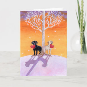 Tarjeta Labradores de invierno pintando el Día de San Vale